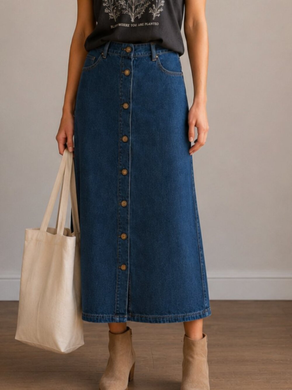 BGC Vintage Denim Skirt, Maxi length, Size 14